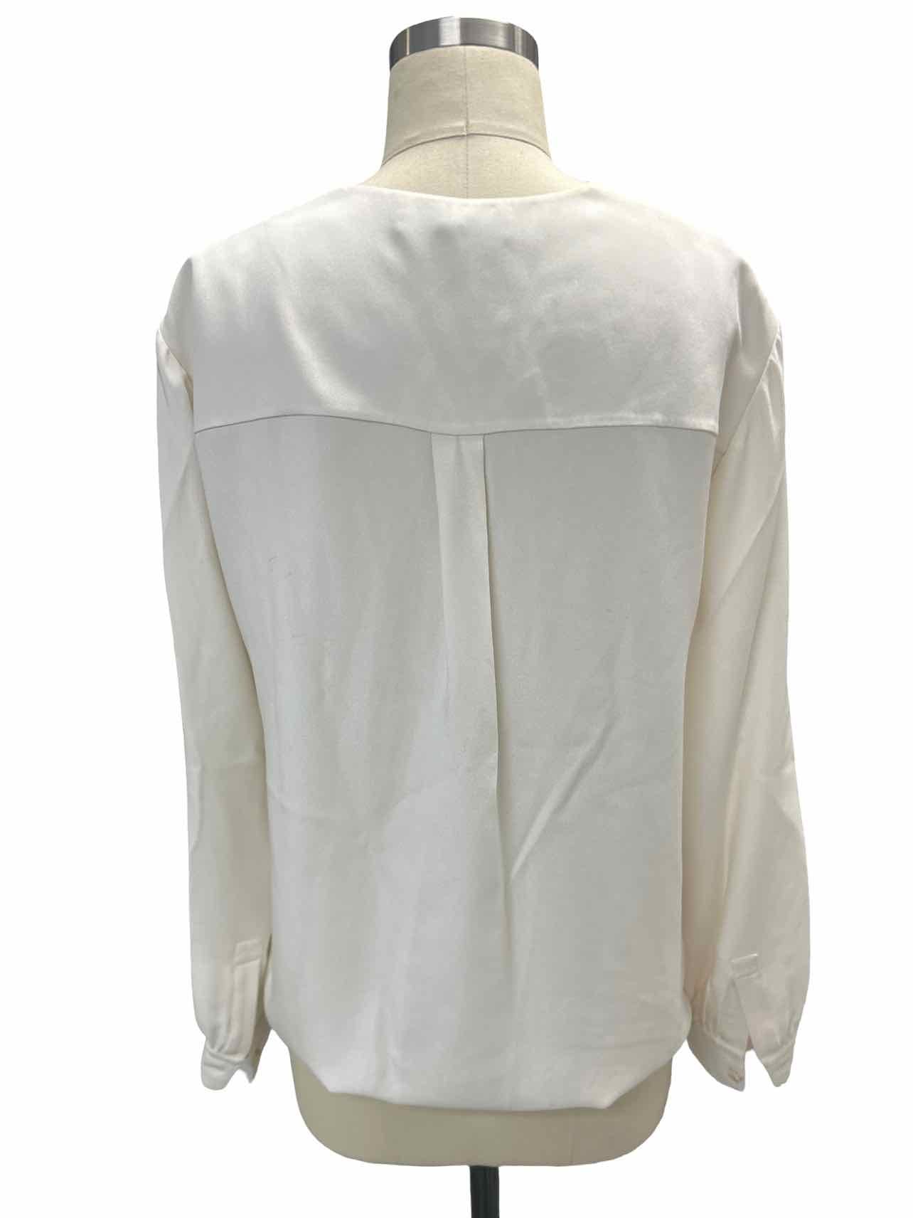 DEREK LAM SARA SILK IVORY LACE UP BLOUSE SIZE: L