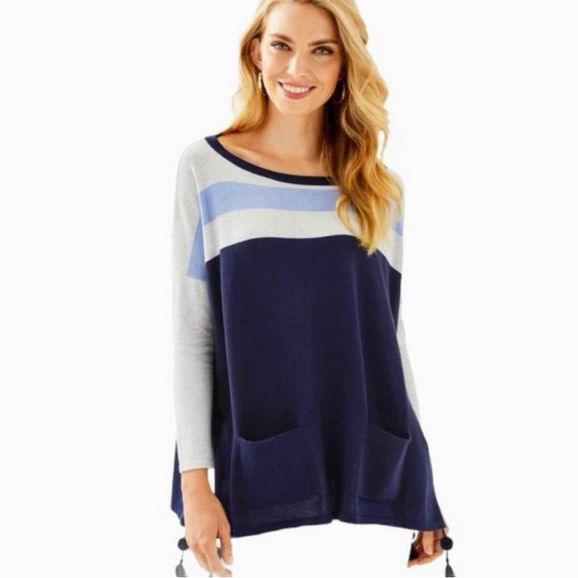 LILLY PULITZER NWT ELBA SWEATER TRUE NAVY SIZE: XS