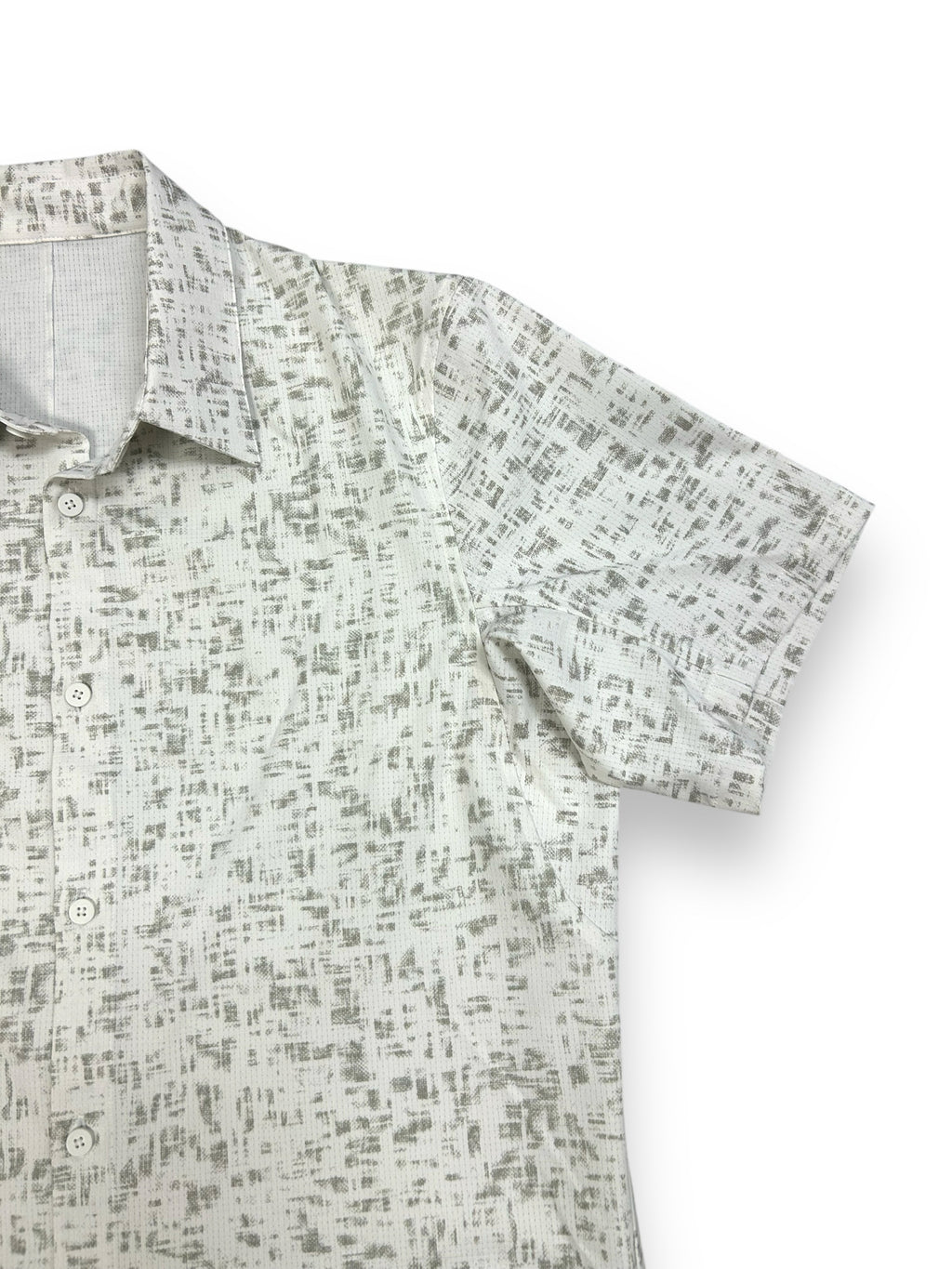 LULULEMON MEN'S AIRING EASY SHIRT CREAM GREEN PRINT SIZE MEDIUM