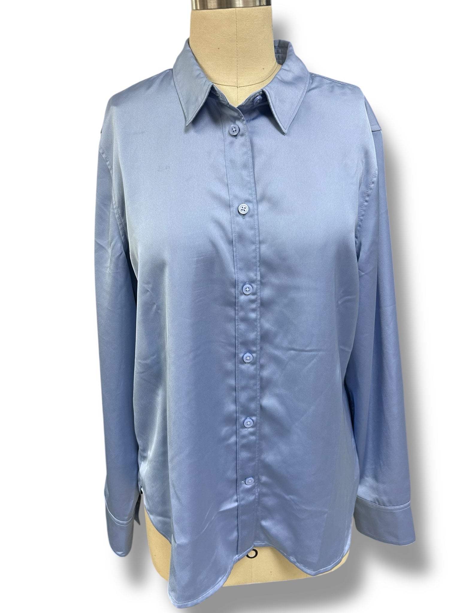 JCREW SLIM FIT DRAPEY LUSTER BLUE BLOUSE SIZE 12