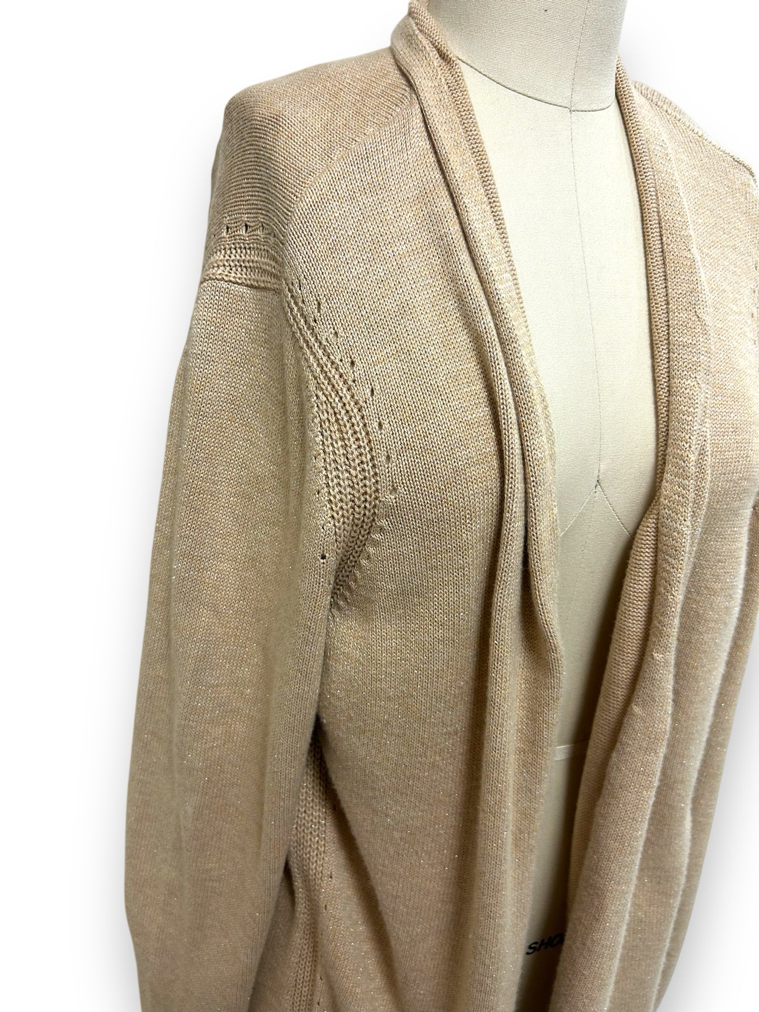 LILLY PULITZER CASHMERE BLEND GOLD METALLIC OPEN CARDIGAN SIZE XL