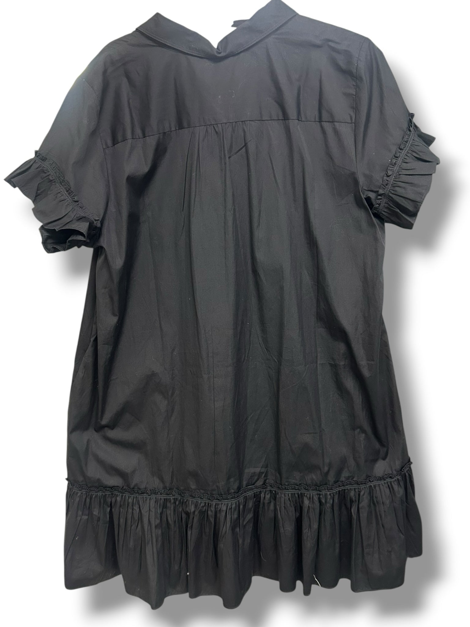JCREW AMELIA BLACK RUFFLE POPLIN COTTON MINI DRESS SIZE XXL