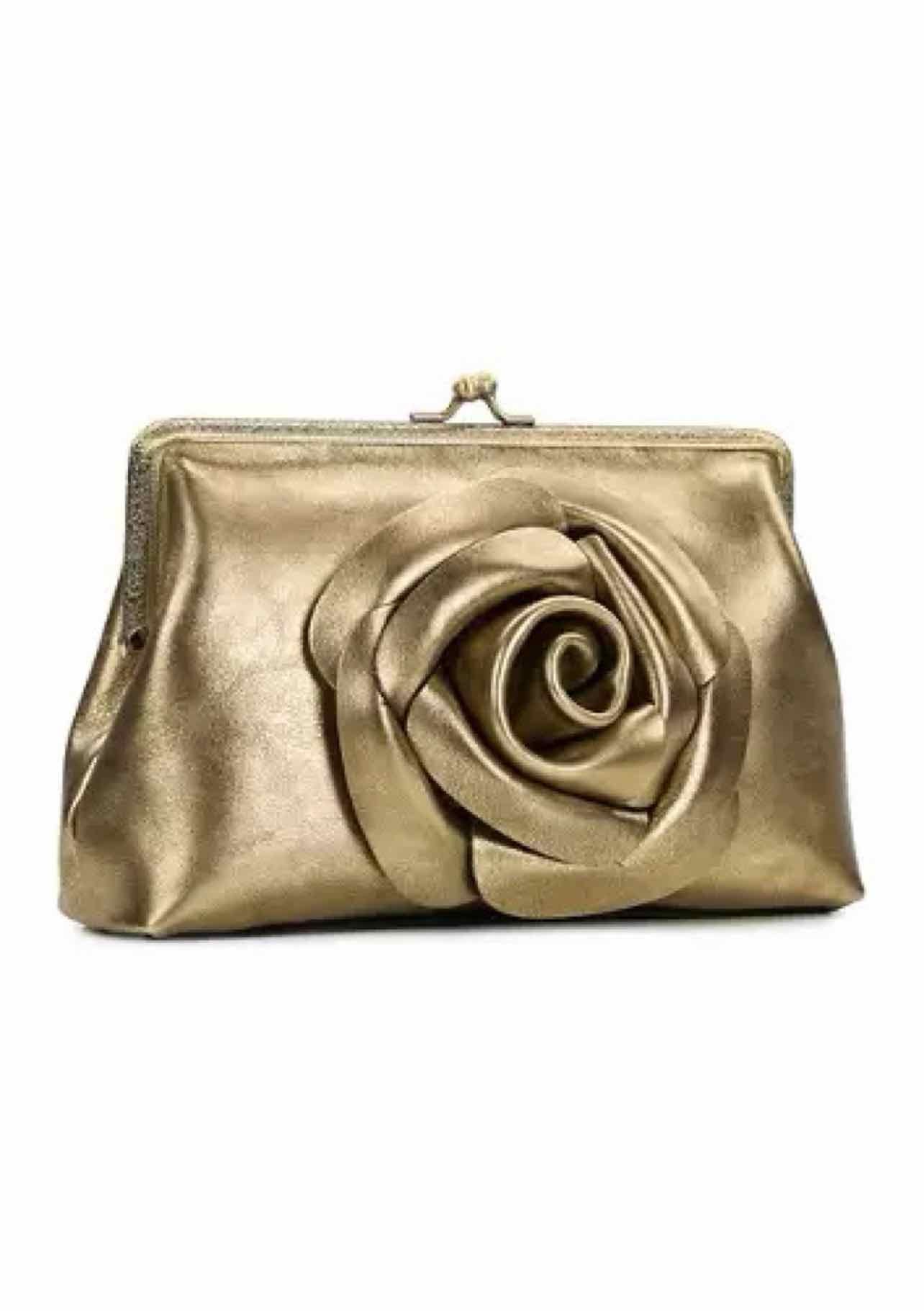PATRICIA NASH NWT BORRIANA GOLD ROSE FRAME CROSSBODY