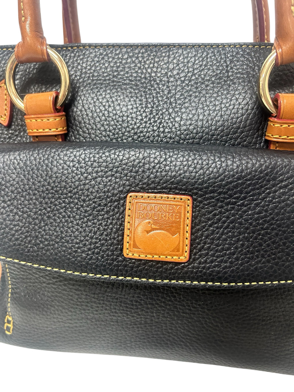 DOONEY AND BOURKE PEBBLE GRAIN BROWN BLACK MEDIUM SATCHEL