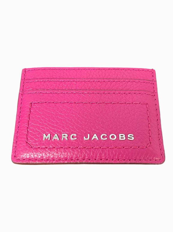 MARC JACOBS PEBBLED LEATHER CARD HOLDER PINK
