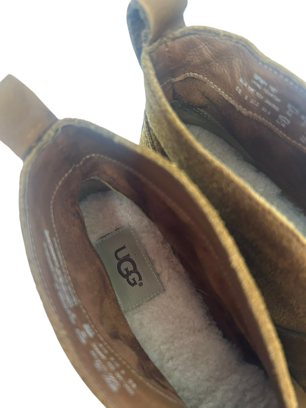 UGG WRIGHT BELTED SUEDE BOOTIE TAN STACKED SIZE 6.5