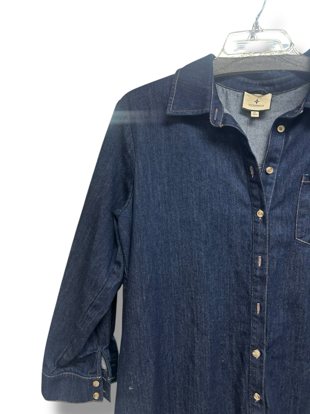 TUCKERNUCK CHESSIE DENIM MAXI BUTTON FRONT SHIRT DRESS (NO TIE) SIZE XL