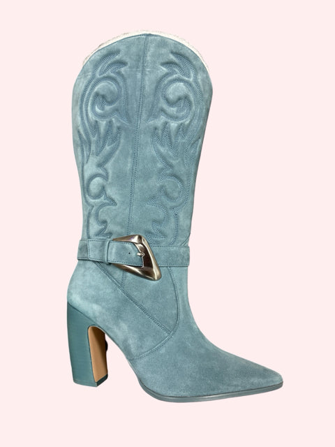 NEW! VINCE CAMUTO BIANCAA  EMBOSSED COWBOY BOOT 9.5 WIDE CALF