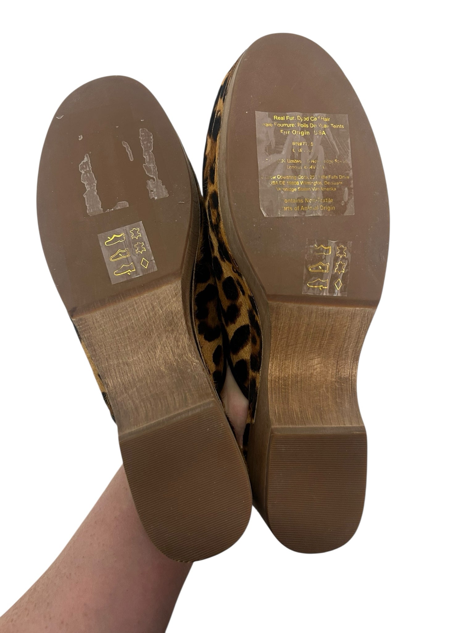 JCREW ANIMAL PRINT CALF HAIR SLIP ON CLOG SIZE 9