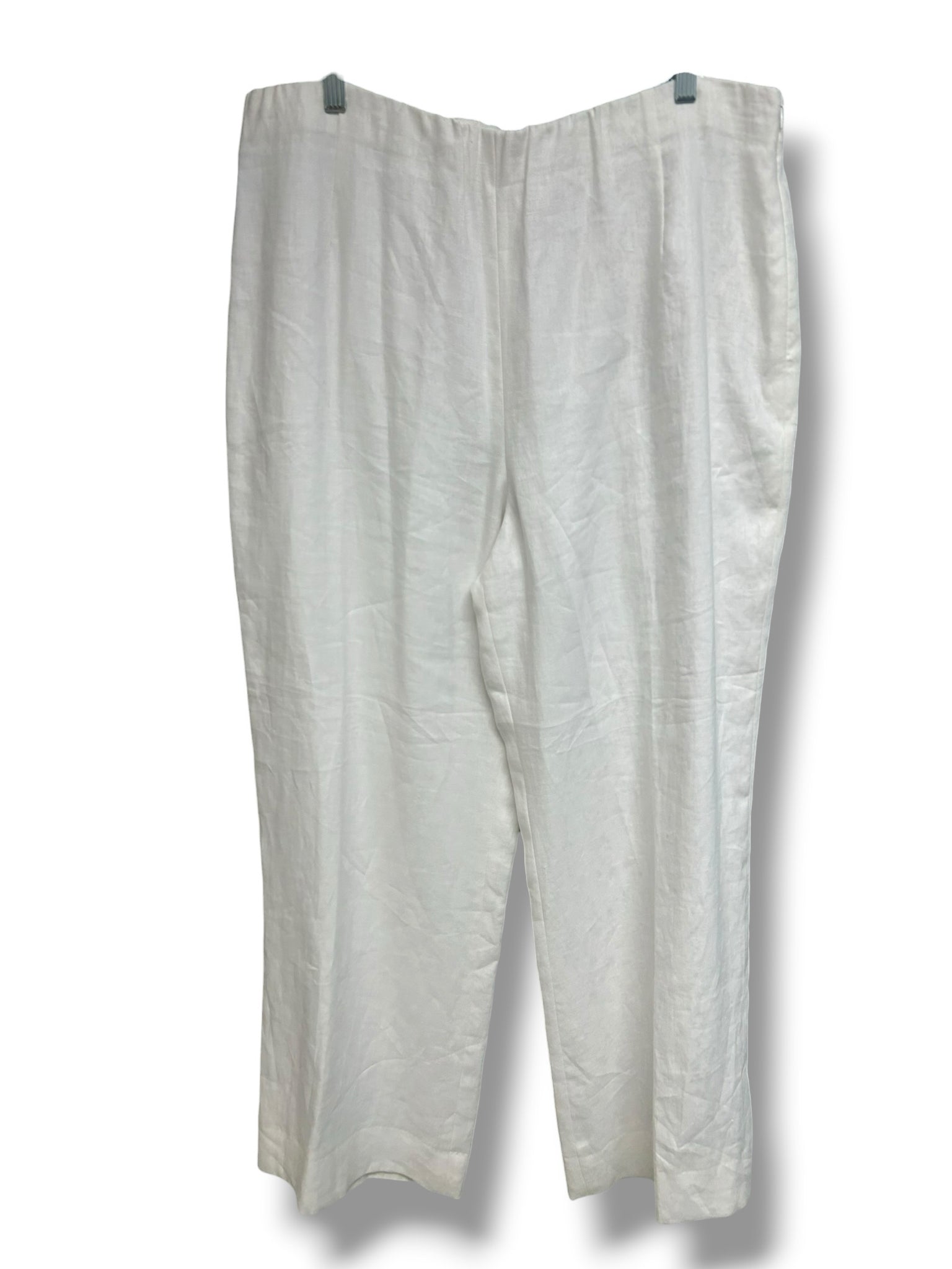 LAFAYETTE 148 WHITE LINED LINEN WIDE LEG TROUSER PANTS SIZE 16