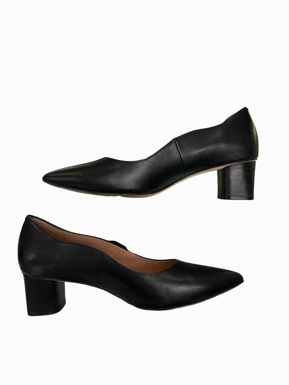 COLE HAAN GRAND 360 LOW BLOCK HEEL  BLACK LEATHER PUMP  9.5