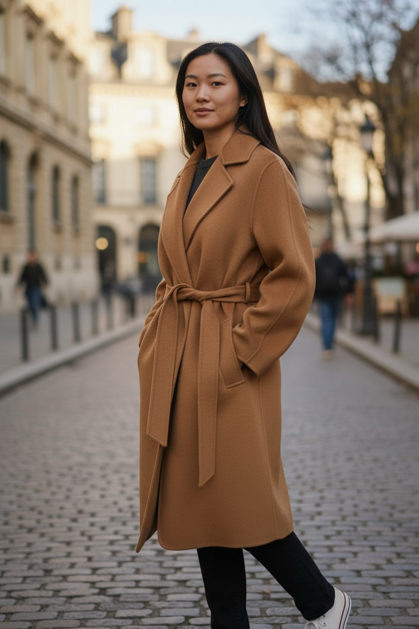 HOBBS LIMITED EDITION LYTHAM WOOL BLEND BELTED COAT CAMEL SIZE 8