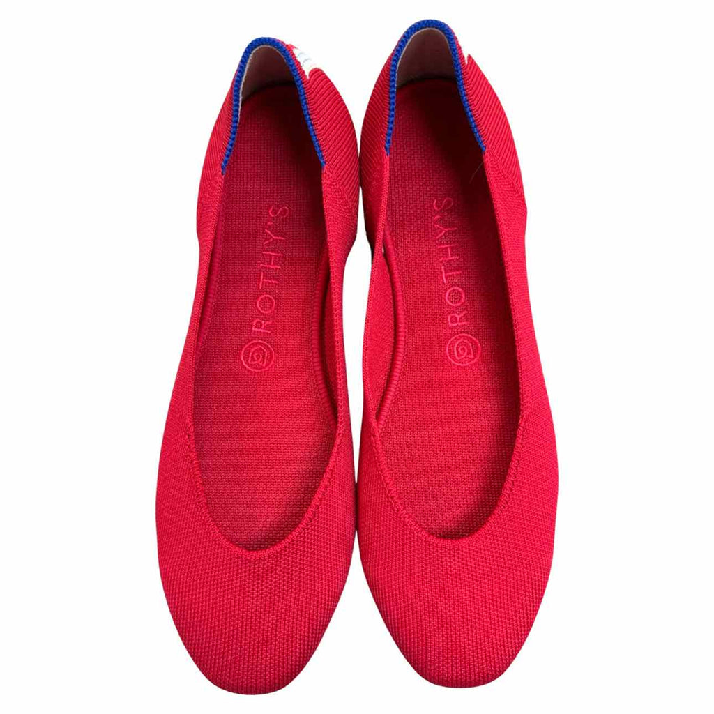 ROTHY'S ROUND TOE RED FLAT SIZE 9.5