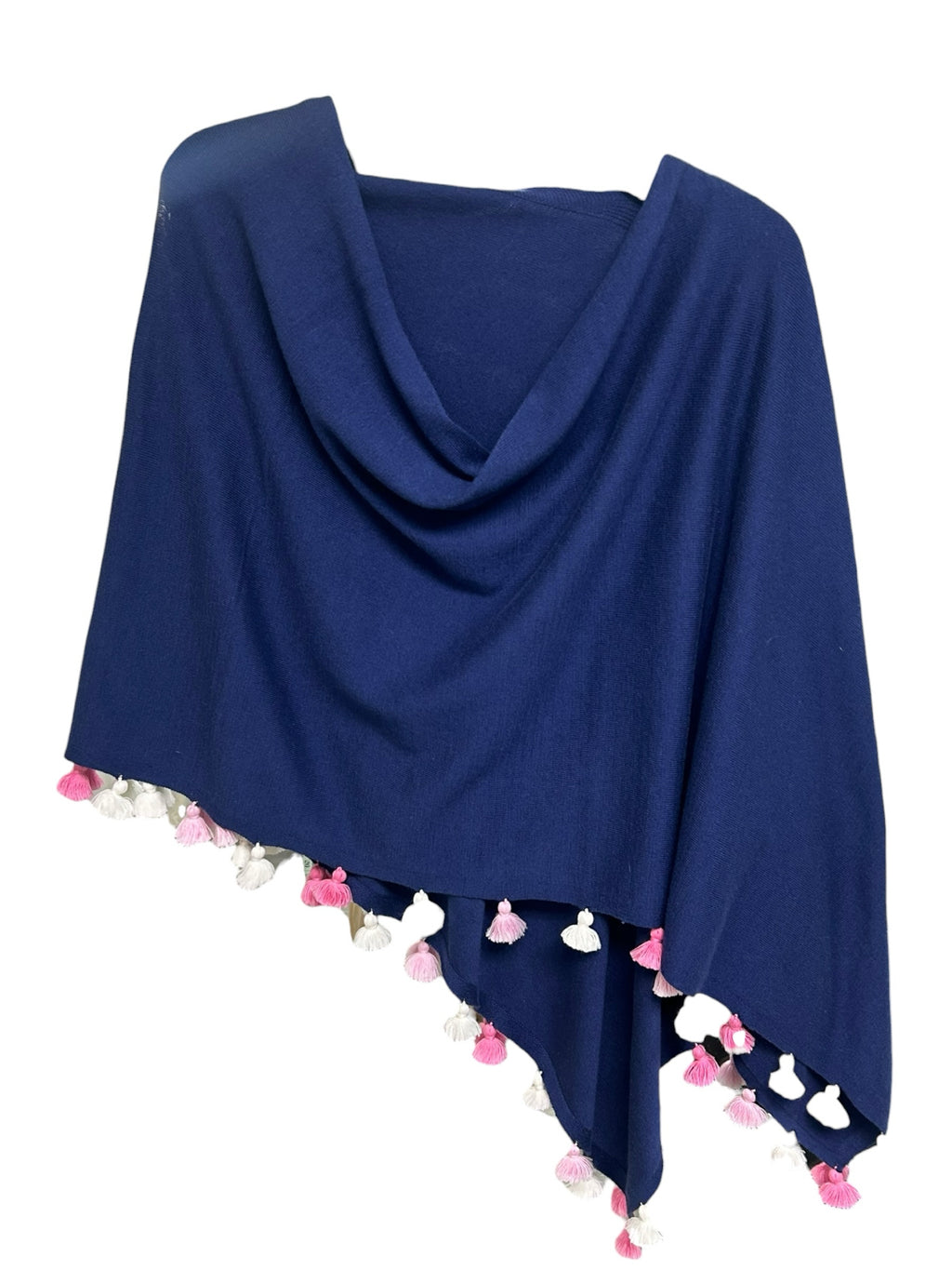 NWT CAROLINE GRACE CASHMERE MIDNIGHT NAVY FESTIVAL TOPPER PONCHO
