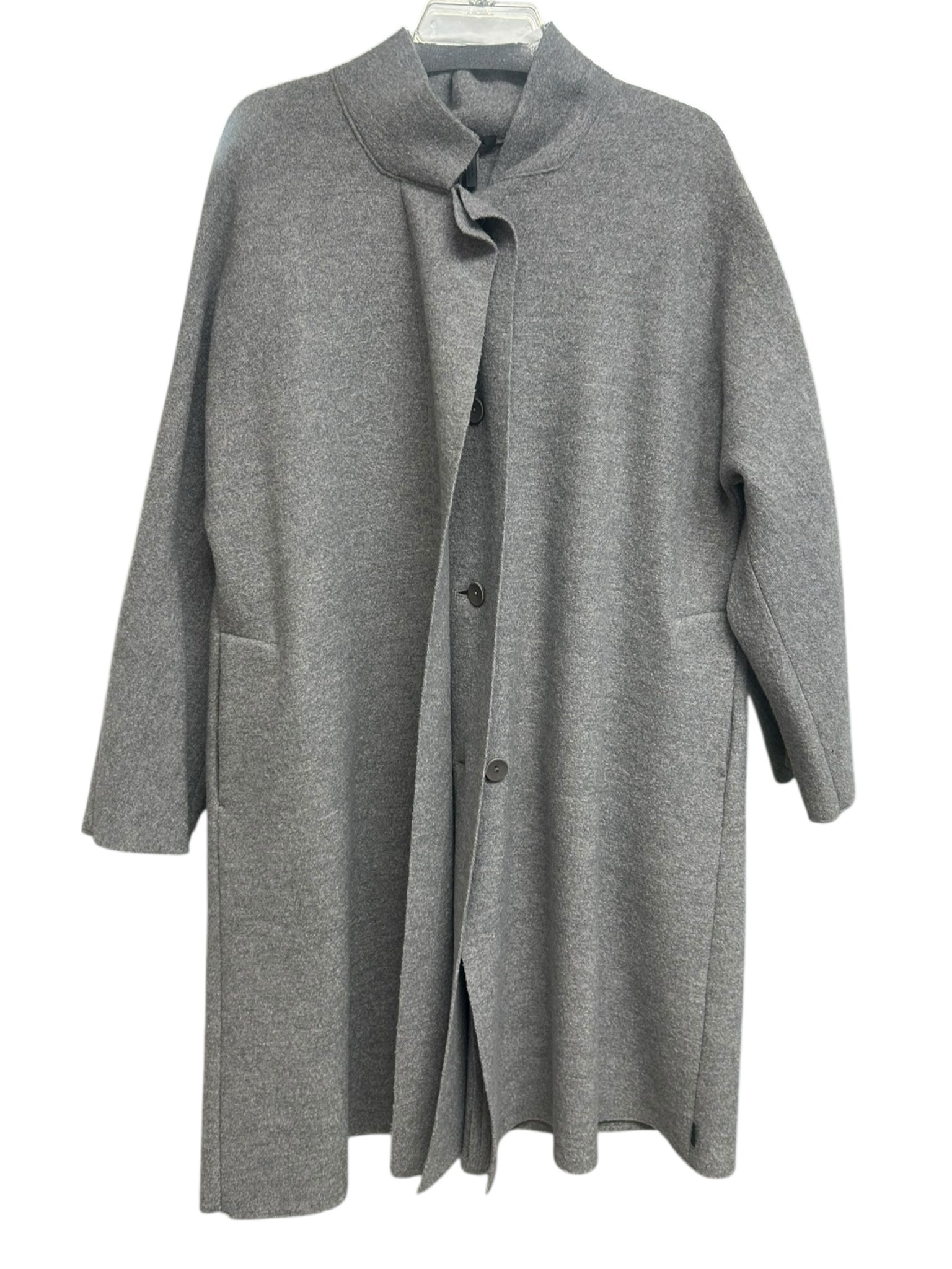 OSKA BOILED WOOL OVERSIZED LAGENLOOK LONG LINE GRAY COAT SIZE 1