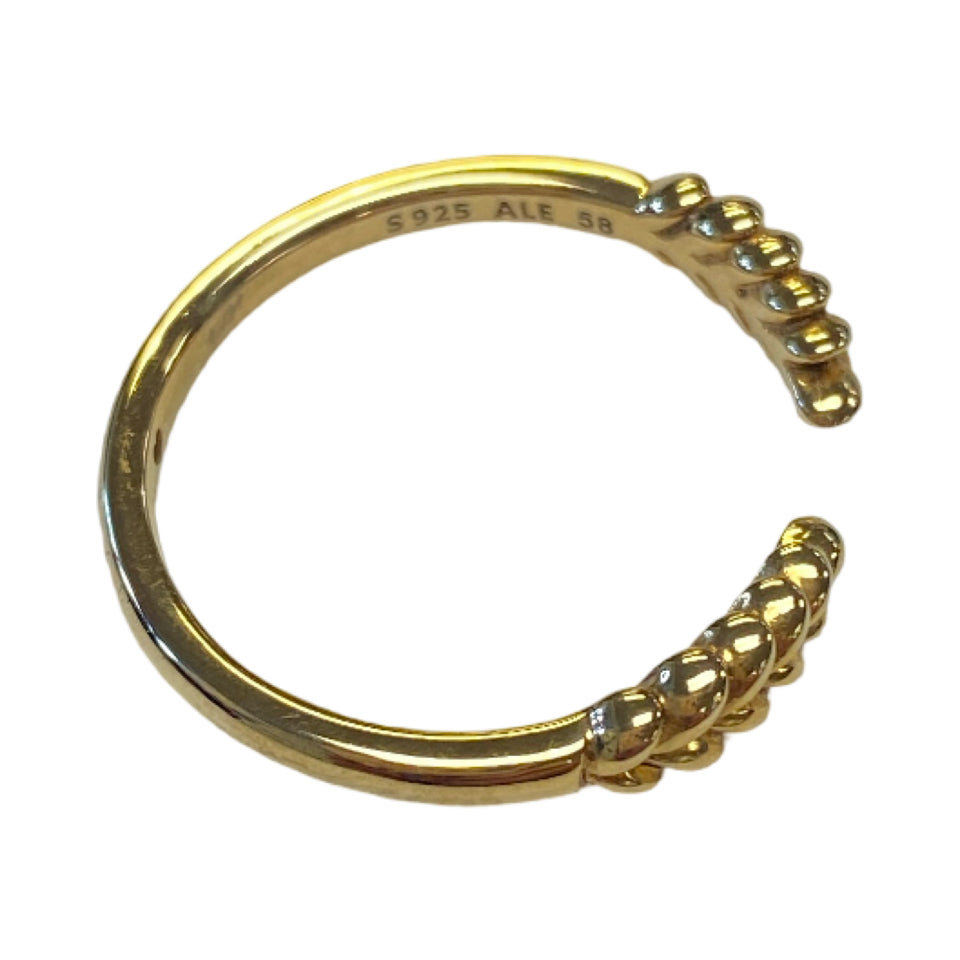 PANDORA 925 STERLING SILVER 18K GOLD PLATED OPEN GRAINS RING SIZE 8