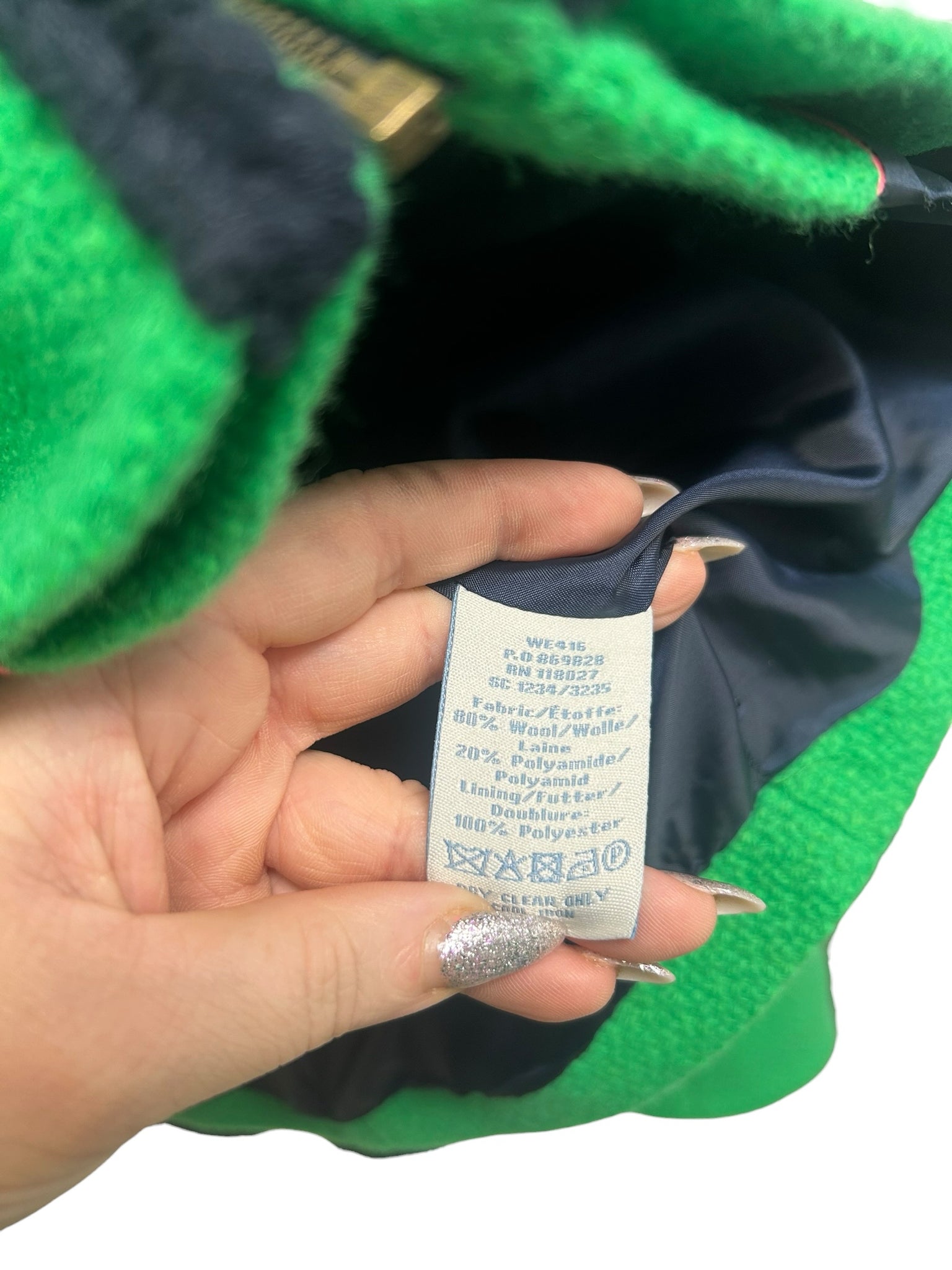 BODEN GREEN WOOL TRIMMED BISTRO LADY JACKET SIZE 14