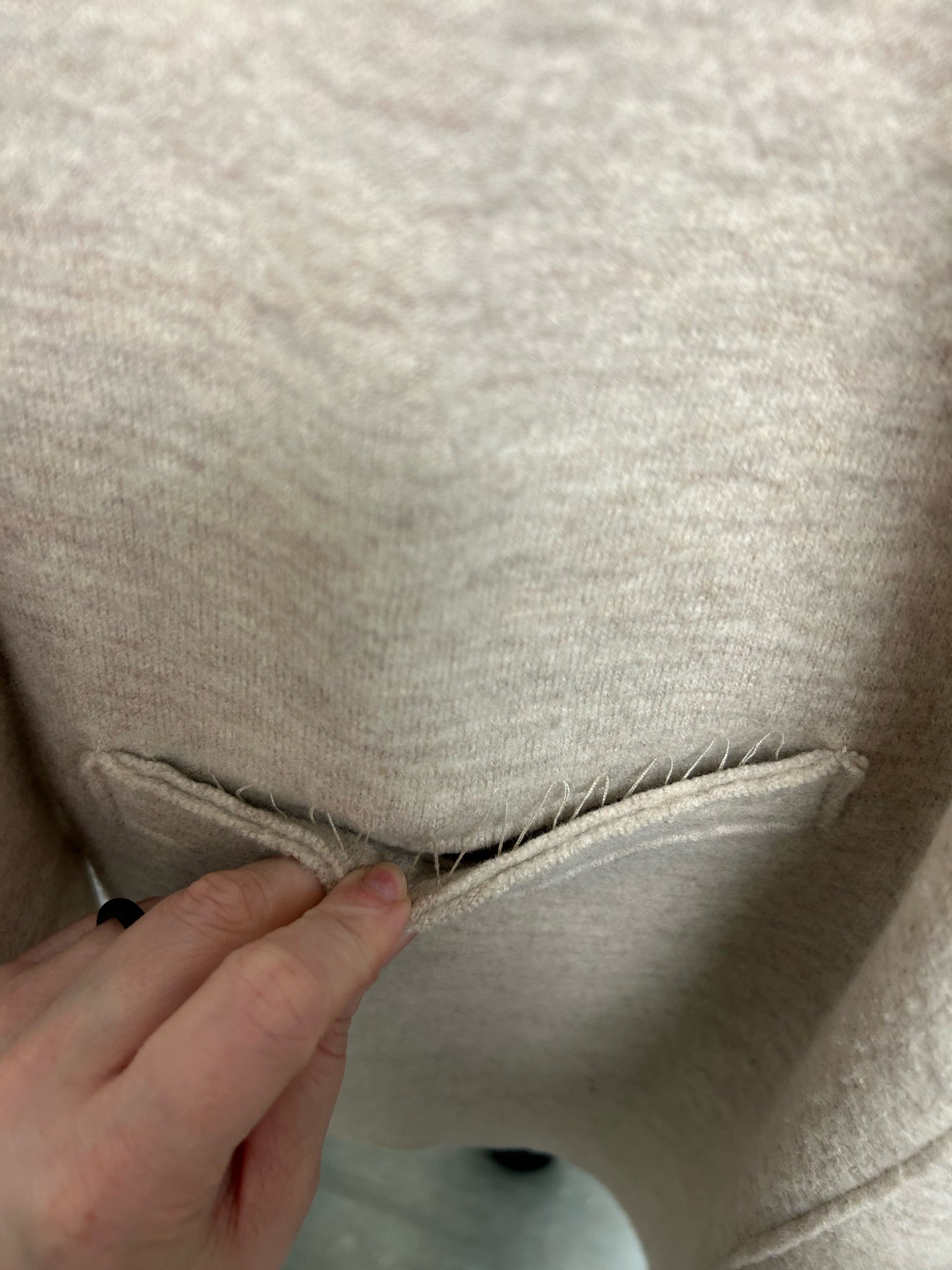 EILEEN FISHER BEIGE BOILED WOOL OPEN FRONT KNEE LENGTH CARDIGAN SIZE LARGE