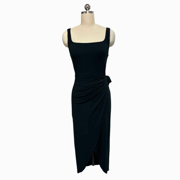 WILFRED ATURN MIDI TIE-WAIST BLACK DRESS SIZE M