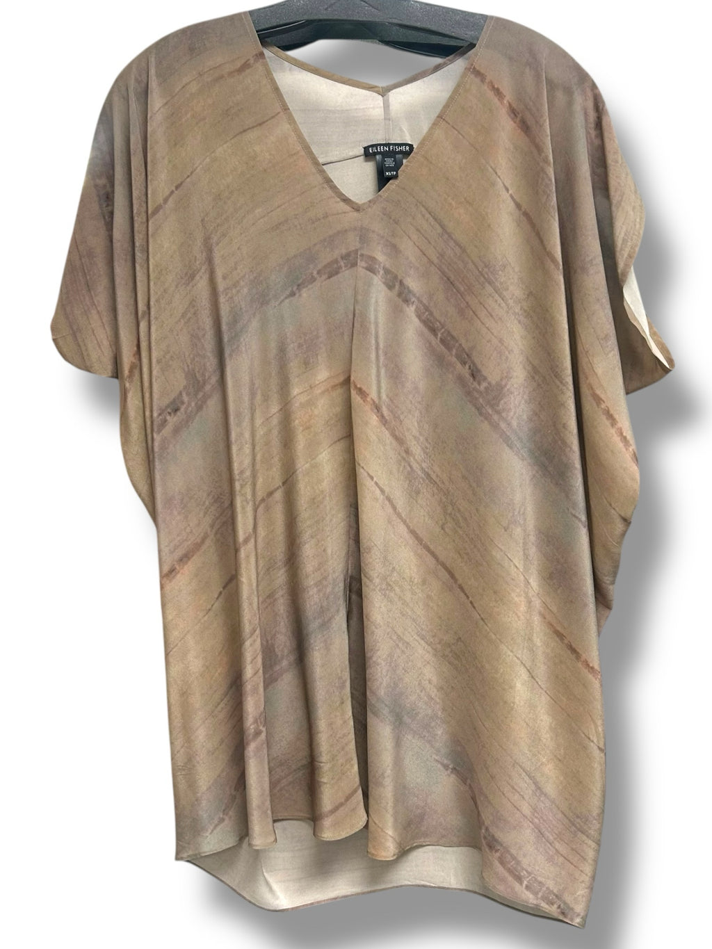 EILEEN FISHER SILK GROVE PRINT TUNIC V NECK BLOUSE SIZE XS