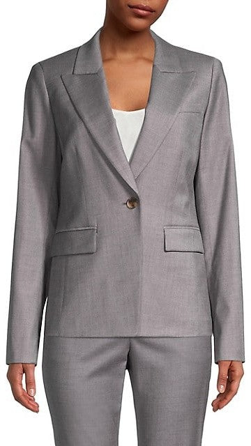 LAFAYETTE 148 NEW YORK GRAY BUTTON BLAZER 8