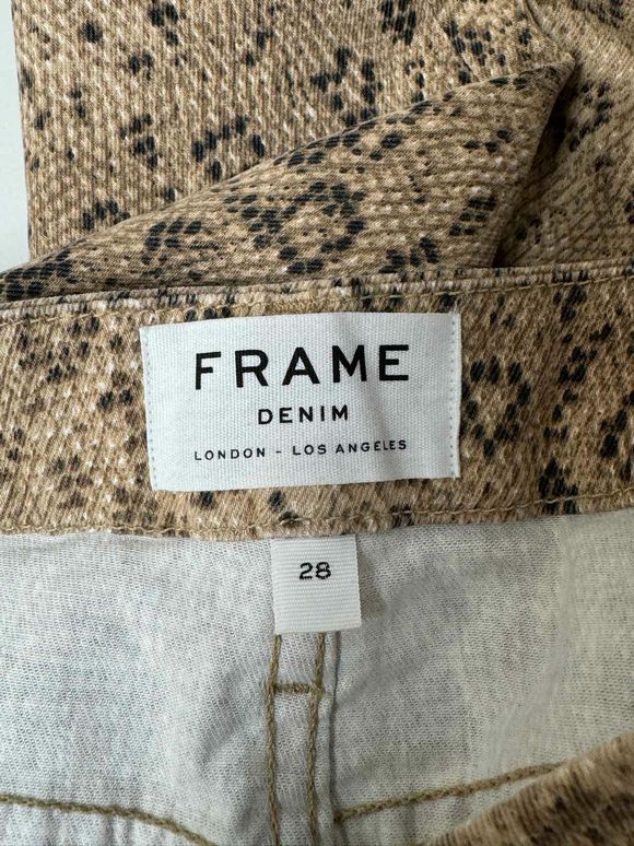 FRAME LE CROP MINI BOOT SNAKE PRINT TAN DENIM SIZE 28