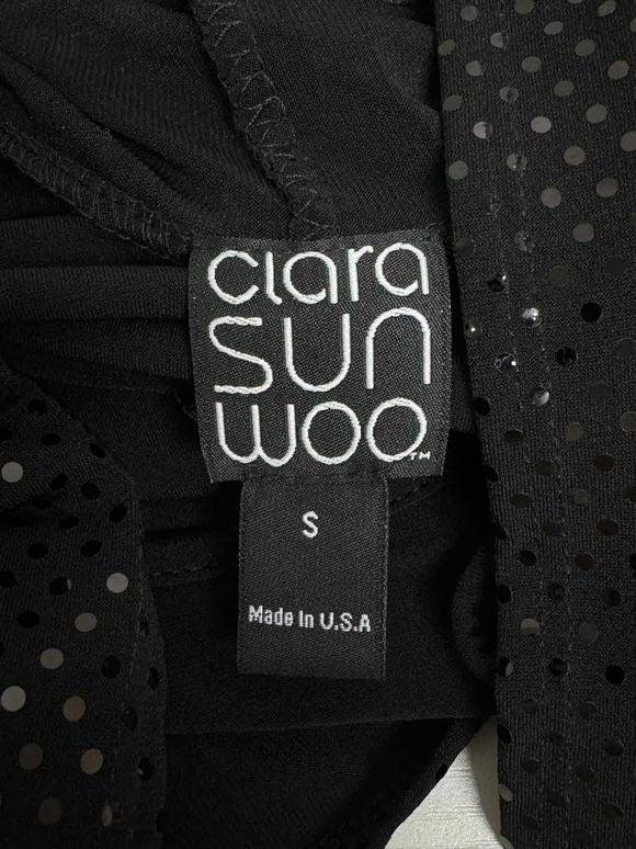 CLARA SUN WOO SEQUIN TRIM BLACK CARDIGAN SHELL SET SIZE 6