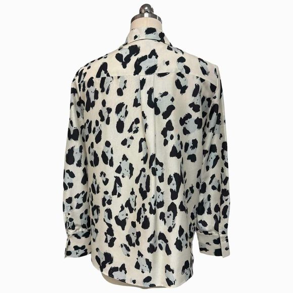 LAFAYETTE 148 NEW! SCOTTIE LEOPARD PRINT BEIGE BLOUSE SIZE S