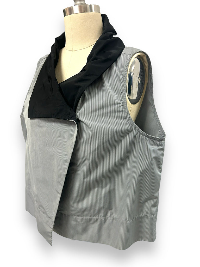 SUN KIM RAPHAEL JACQUARD VEST TOPPER GRAY PINSTRIPE SIZE SMALL