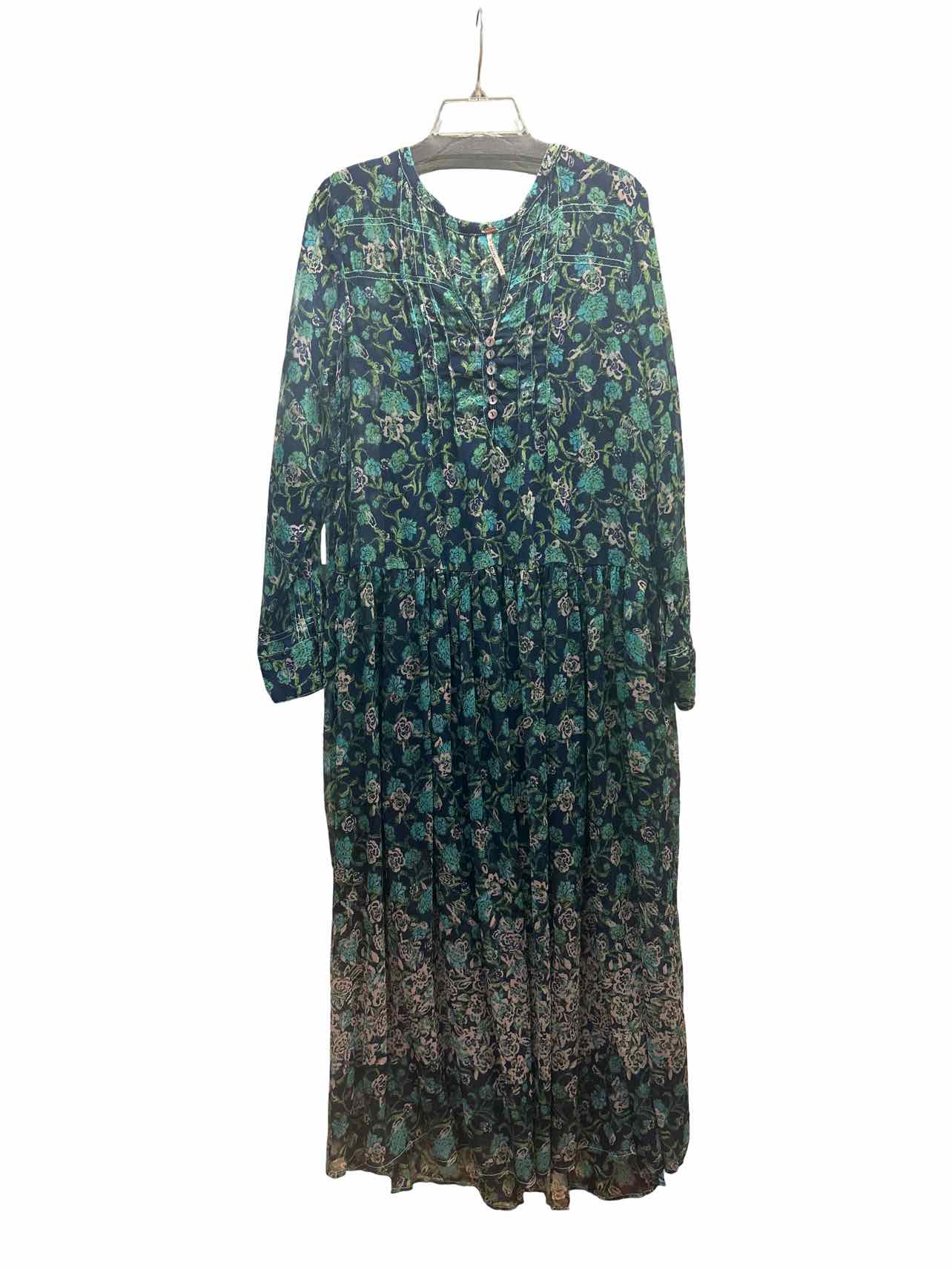 FREE PEOPLE SEE IT THROUGH LS MAXI DRESS SIZE: M