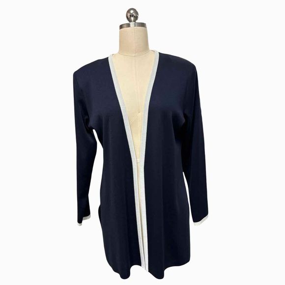 MISOOK OPEN KNIT NAVY JACKET WHITE TRIM SIZE S