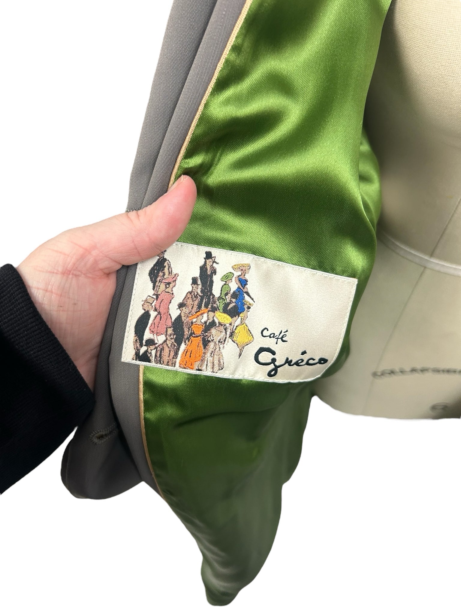 PAUL SMITH NWT VINTAGE TRENCH OVERCOAT HIDDEN BUTTON GREEN SATIN LINING SIZE 42
