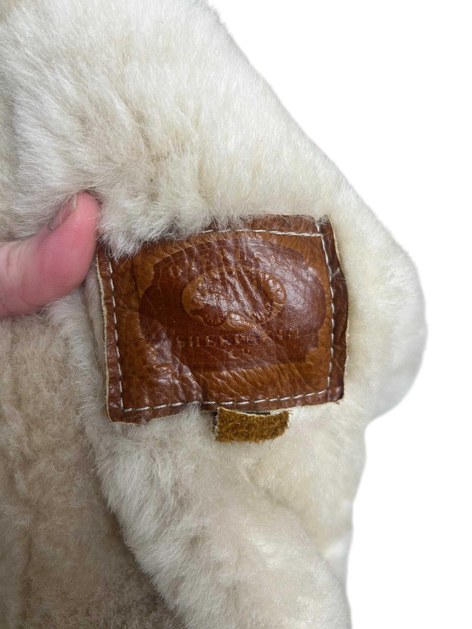 OVERLAND VINTAGE CROP SHEARLING SHEEPSKIN ANTLER BUTTONS SIZE MEDIUM