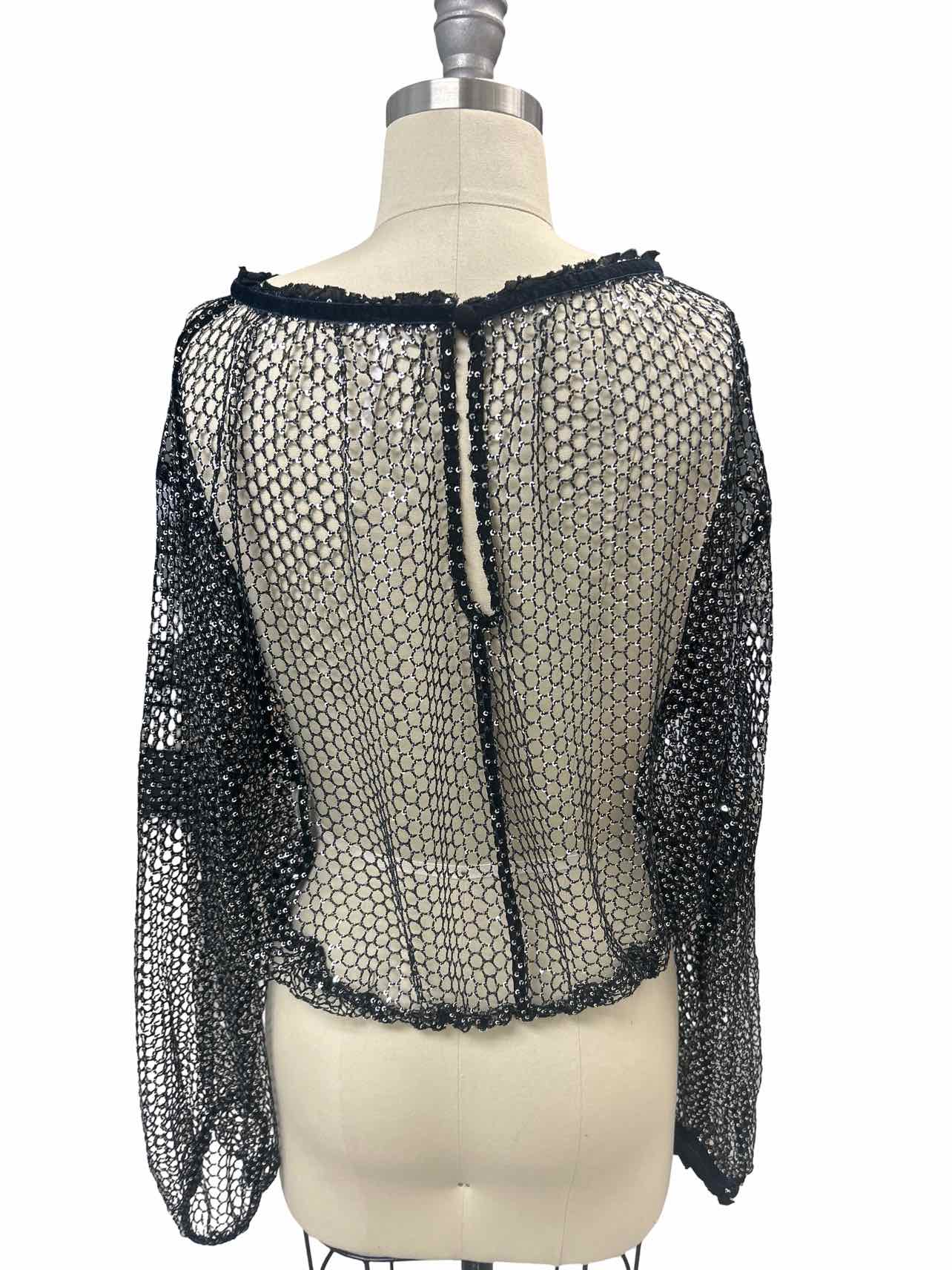 FREE PEOPLESPARKS FLY MESH SEQUIN TOP SIZE: S