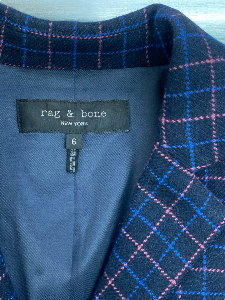 RAG & BONE NANCY WOOL BLEND CHECK BLAZER SIZE 6