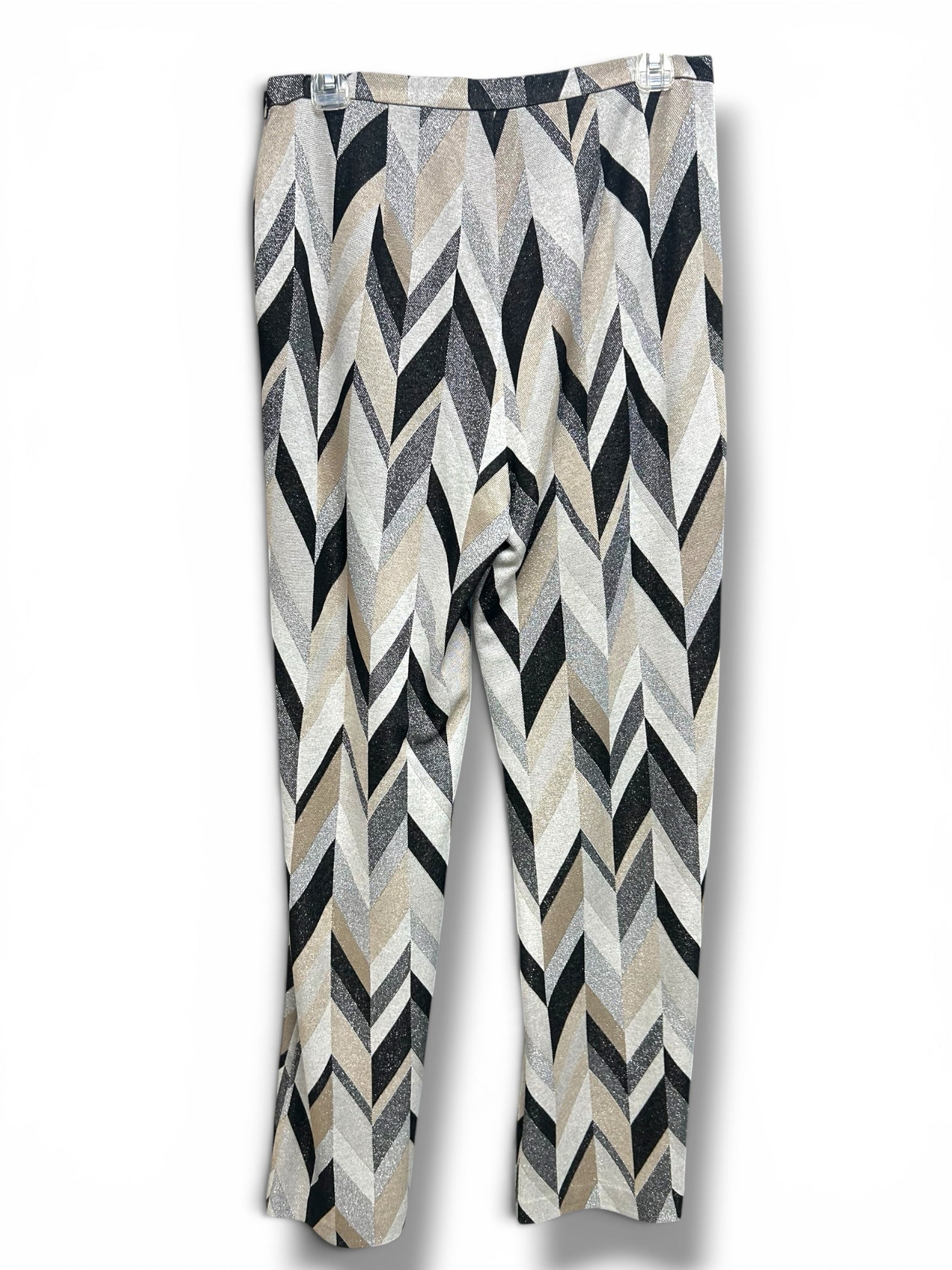 NWT TRINA TURK ASIA METALLIC CHEVRON WIDE LEG PANTS SIZE 8