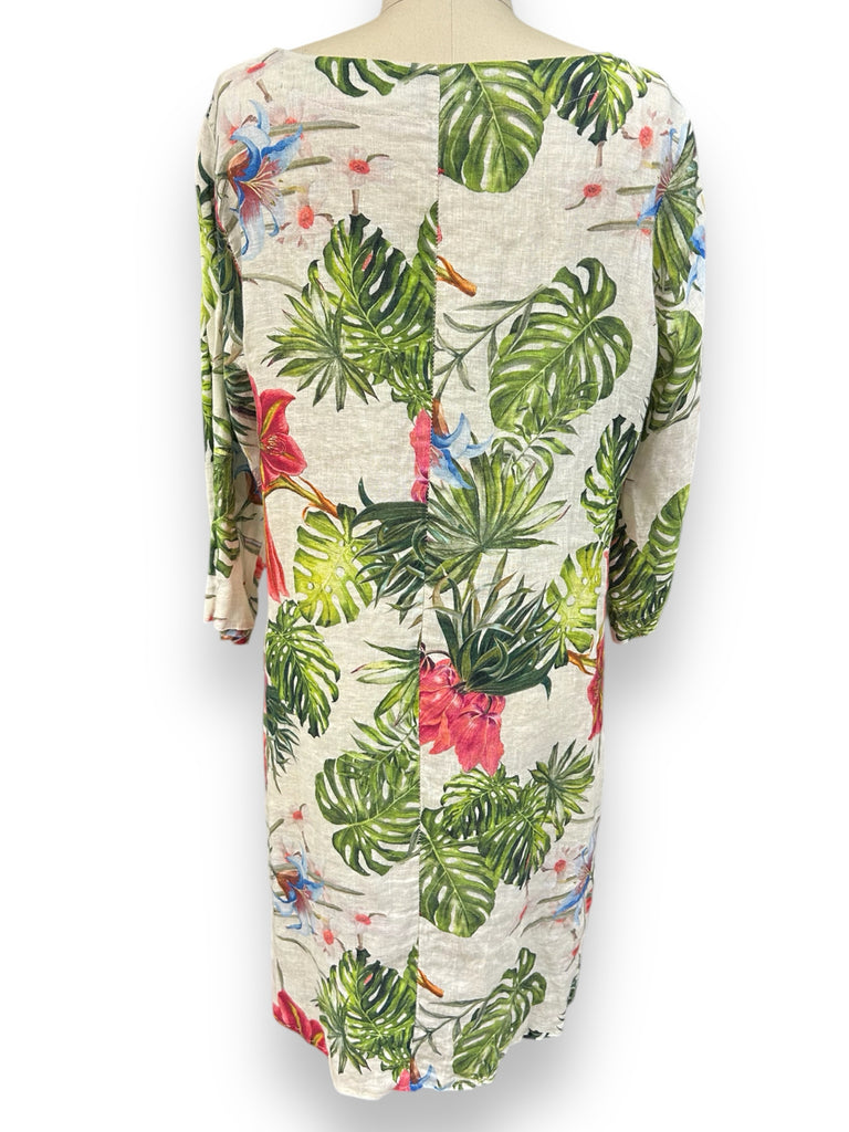 ALLEGRA MASETTI LINEN FLORAL SHIFT DRESS SIZE XL