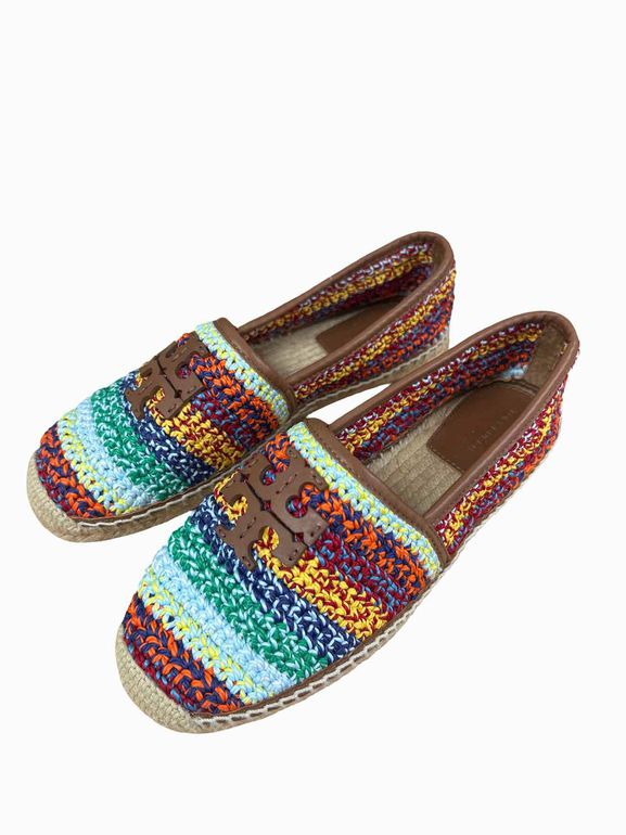TORY BURCH EVERLY WOVEN CORD ESPADRILLE SIZE: 7.5