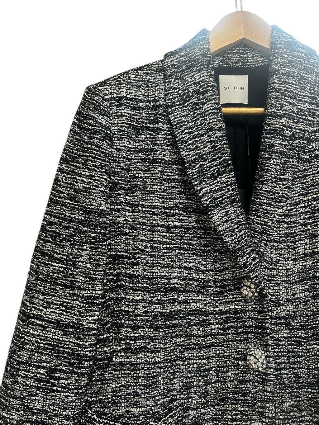 NWT ST JOHN CRYSTAL BUTTON METALLIC KNIT JACKET FALL 2022 SIZE 8