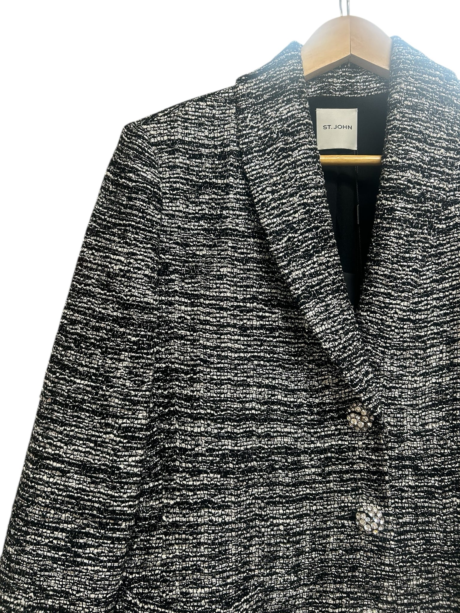 NWT ST JOHN CRYSTAL BUTTON METALLIC KNIT JACKET FALL 2022 SIZE 8