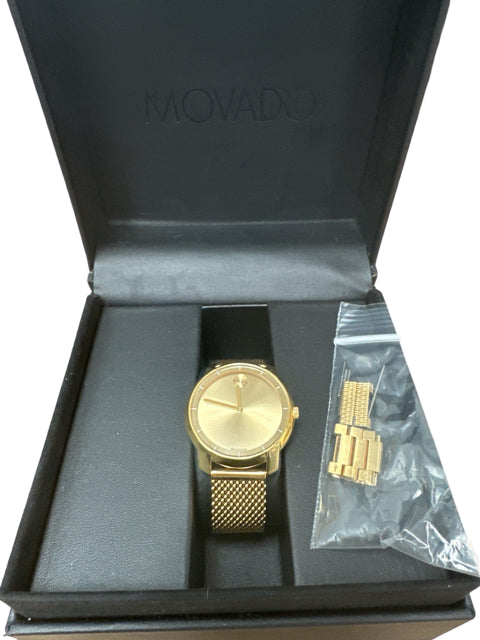 MOVADO BOLD WOMENS GOLD MESH WATCH