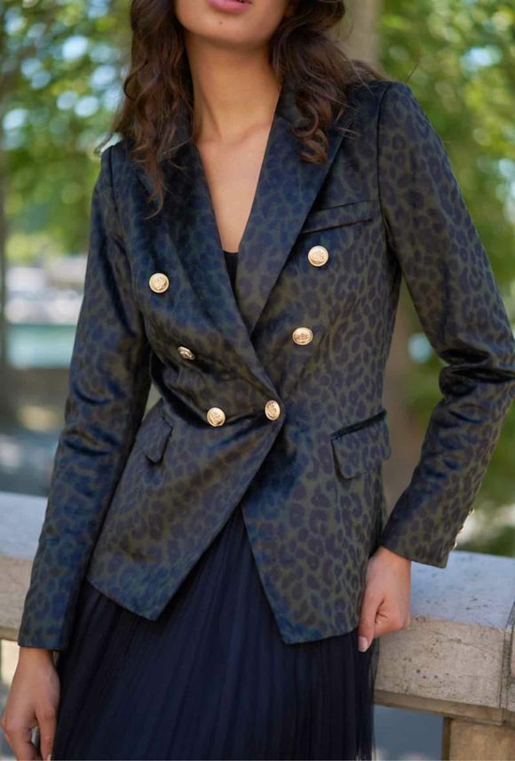 NEW! CHOKLATE PARIS GREEN  LEOPARD BLAZER SIZE 42 US LARGE