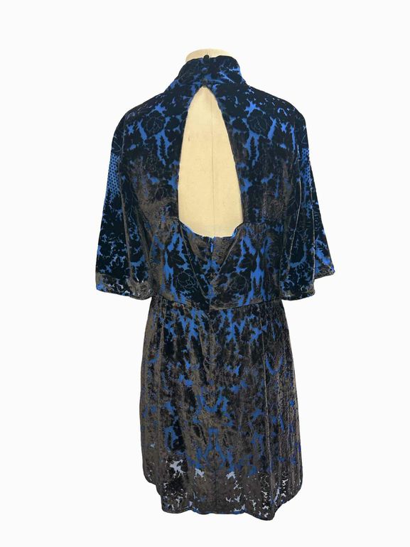 ANTHROPOLOGIE VELVET BURNOUT KIMONO MINI DRESS SIZE: 14