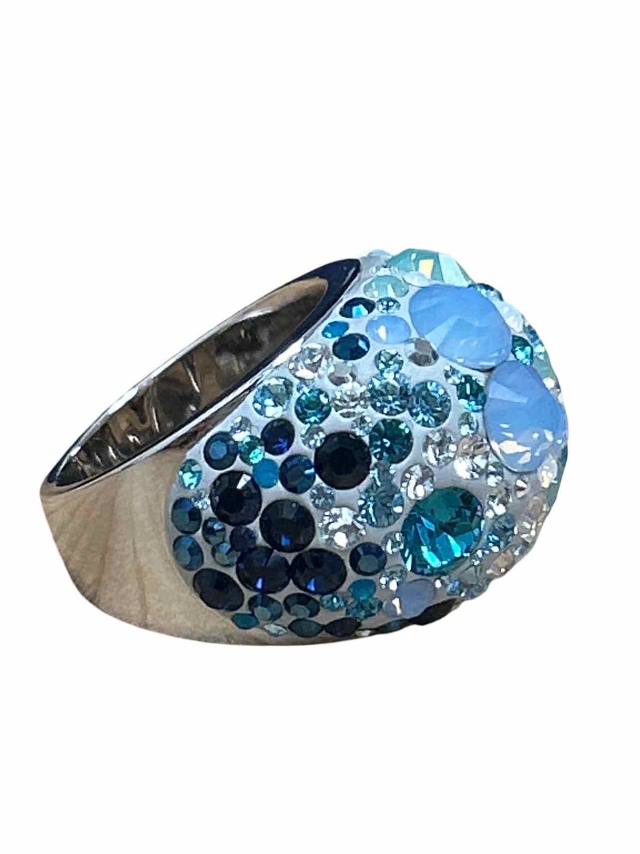 SWAROVSKI CHIC BLUE CRYSTAL DOME RING SIZE: 8
