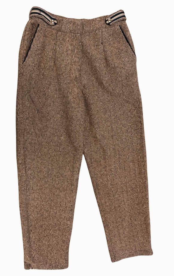 MEISIE PANTOLONI GRACE TWEED BROWN TROUSER SIZE M