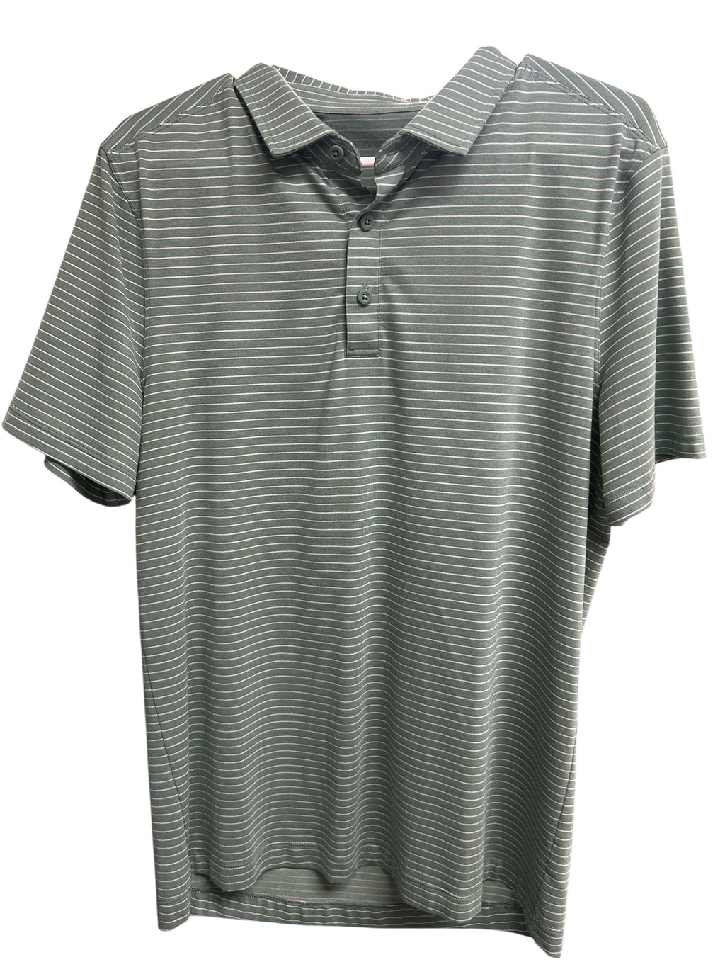 LULULEMON EVOLUTION SS POLO GREEN STRIPED SIZE MEDIUM