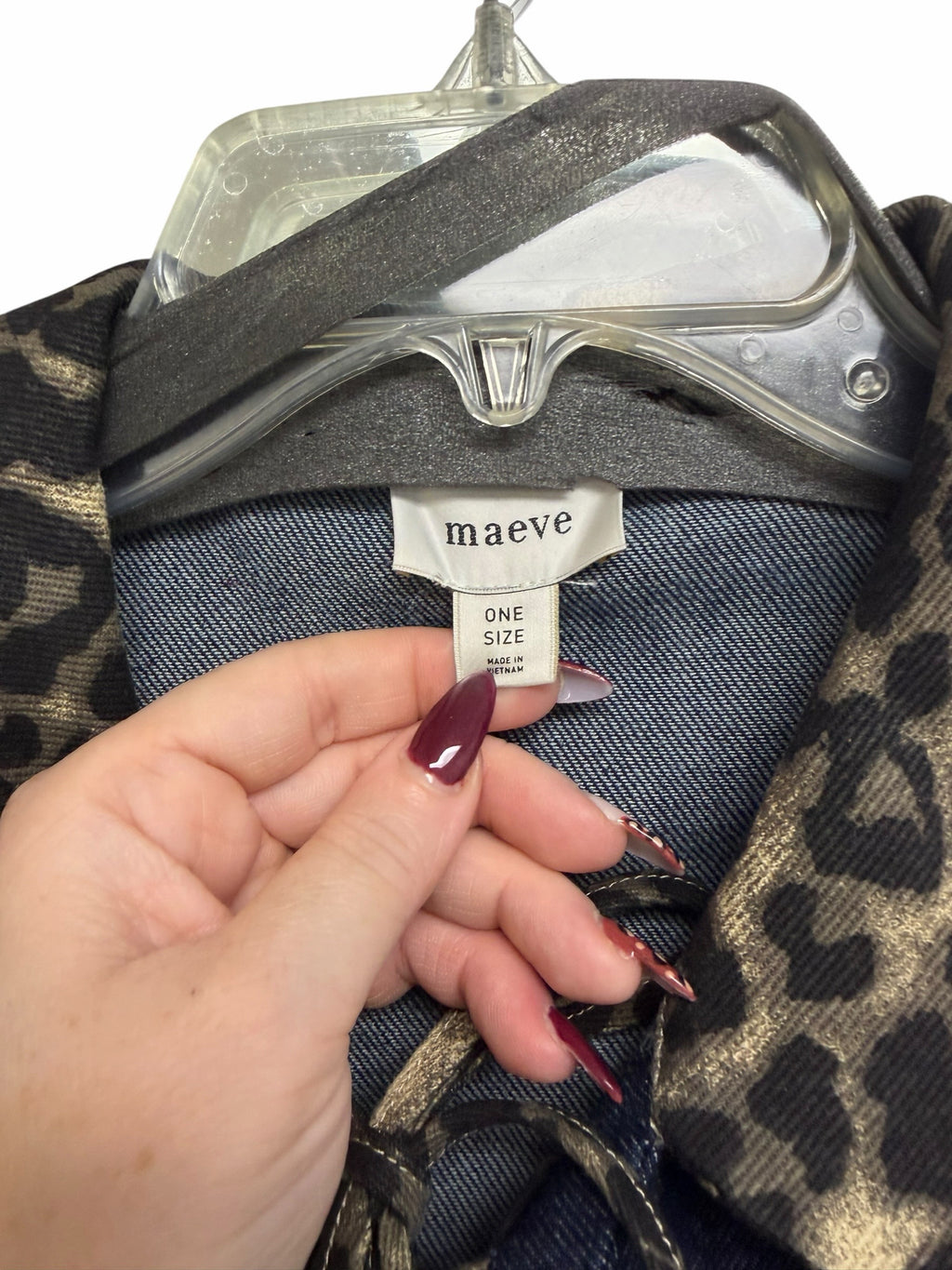 ANTHROPOLOGIE MAEVE LEOPARD COLLAR DENIM BOXY JACKET ONE SIZE
