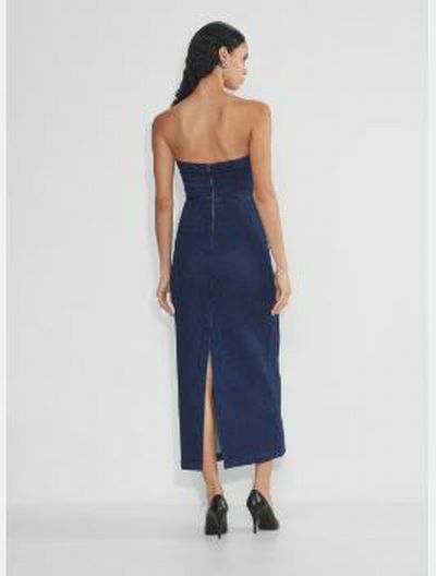 ARITZIA TEN MEZZA DARK DENIM STRAPLESS MIDI DRESS SIZE 8