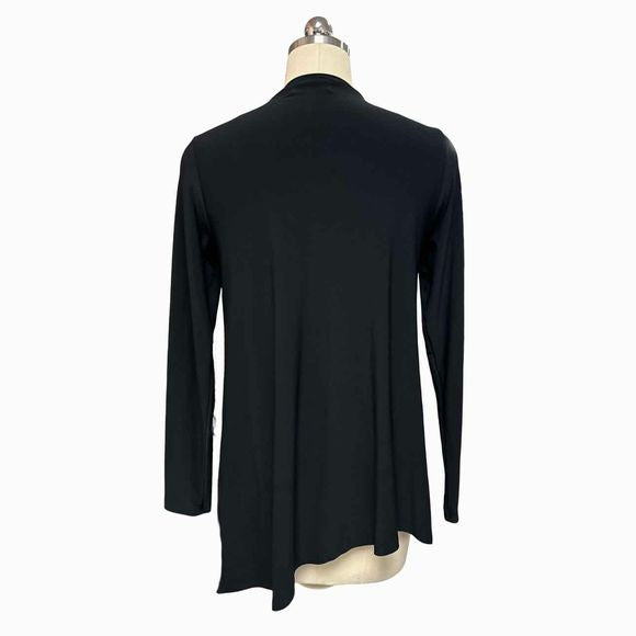 SYMPLI ZESTY ZIPPER LONG SLEEVE BLACK TUNIC TOP SIZE 8