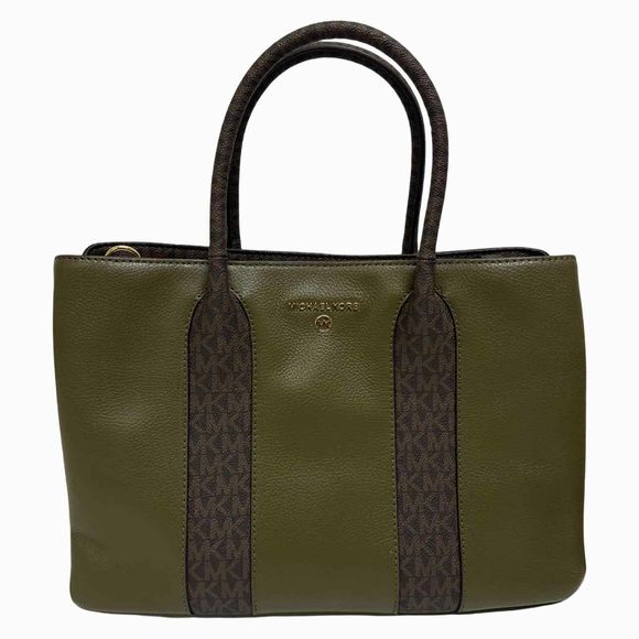 MICHAEL KORS NWT! AUSTIN PEBBLED LEATHER OLIVE/BROWN SATCHEL